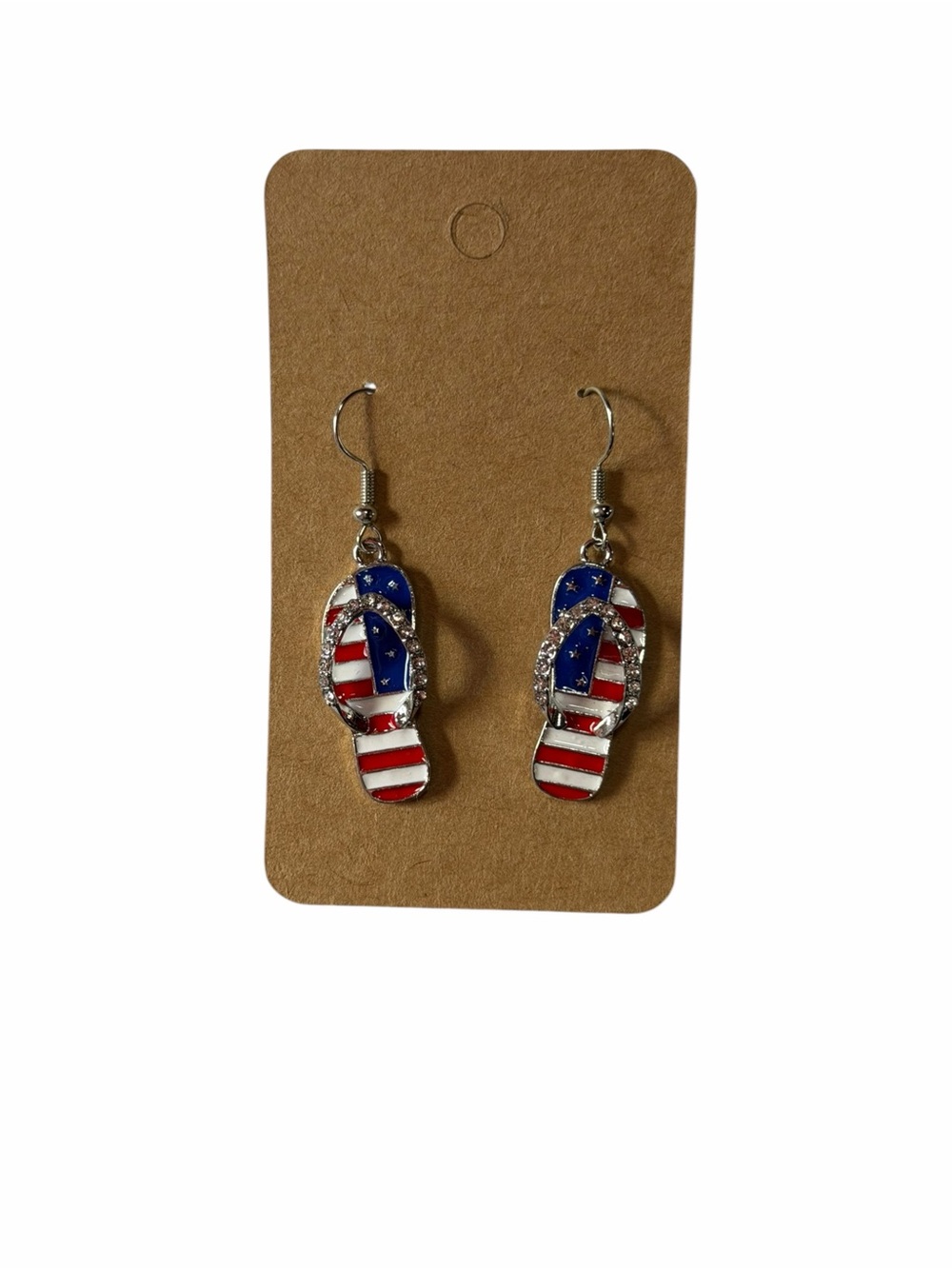 Patriotic Flip Flop Dangle Earrings - Red White Blue